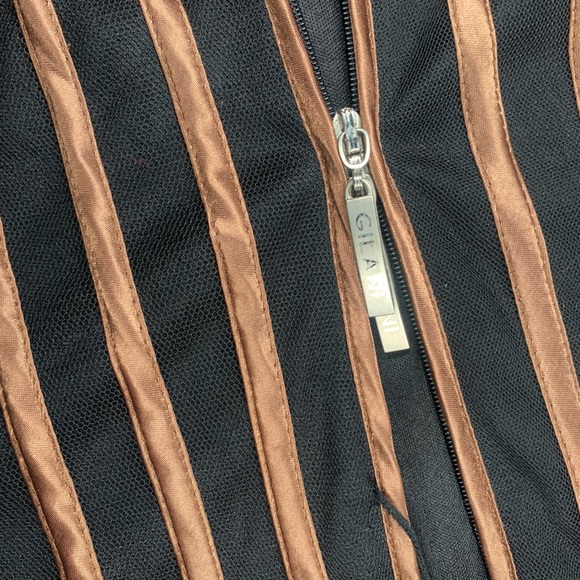 Vintage Bronze Gold Stripe Double Zip Blazer Plus Size - Picture 9 of 15